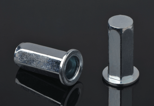 STEEL FLAT HEAD FULL HEX BODY RIVET NUT CLOSED END TYPE