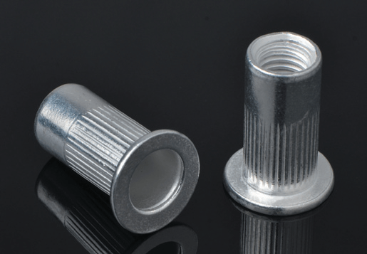 ALUMINUM FLAT HEAD KNURLED BODY  RIVET NUT OPEN TYPE
