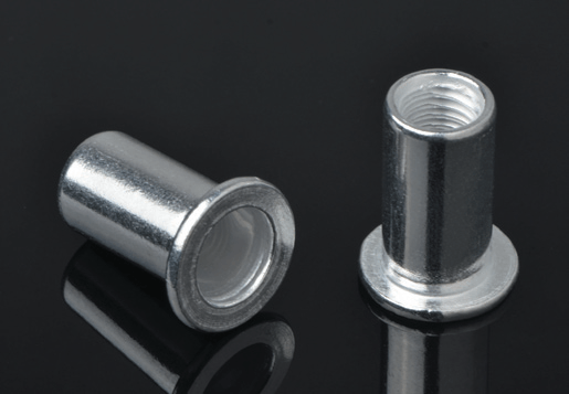 ALUMINUM FLAT HEAD ROUND BODY PLAIN RIVET NUT OPEN TYPE